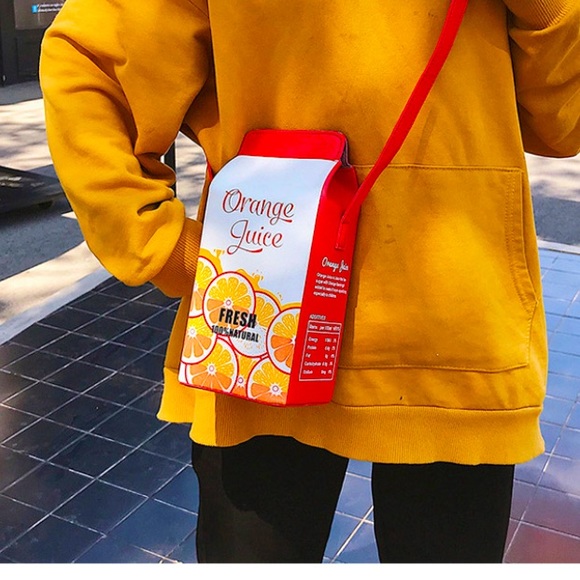 Orange Juice Box Crossbody Bag | Trendy Carton Style Purse | Fashion First Case - Picture 10 of 10